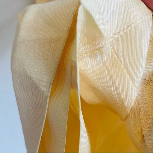 Casual Corner woman's coastal yellow linen pants size 10 old money cropped - Picture 9 of 9
